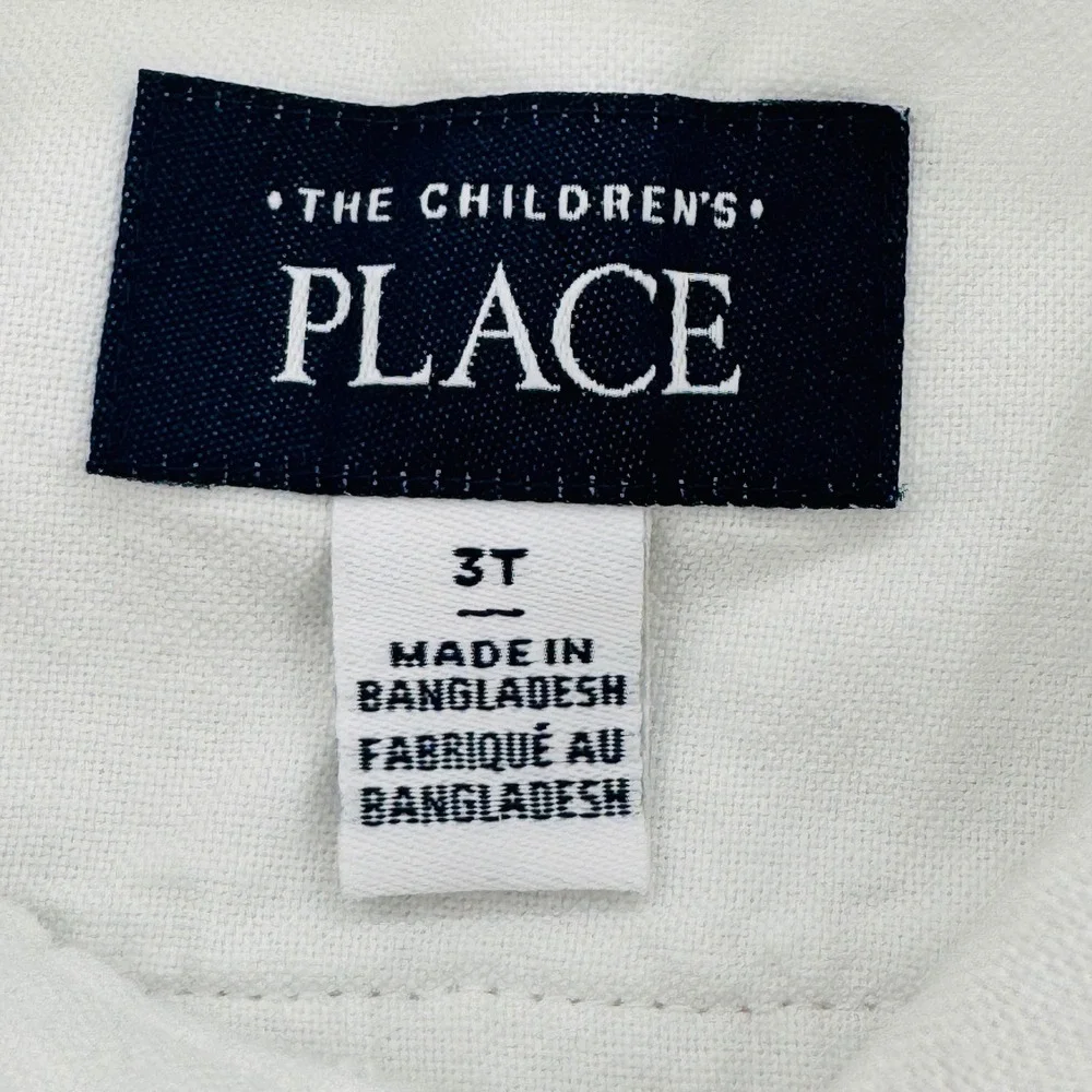 The Childrens Place Boys 3T White Cotton Short Sleeve Oxford Button Down Shirt